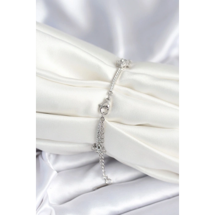 Pirinç Gümüş Renk Yıldız Model Kadın Bileklik