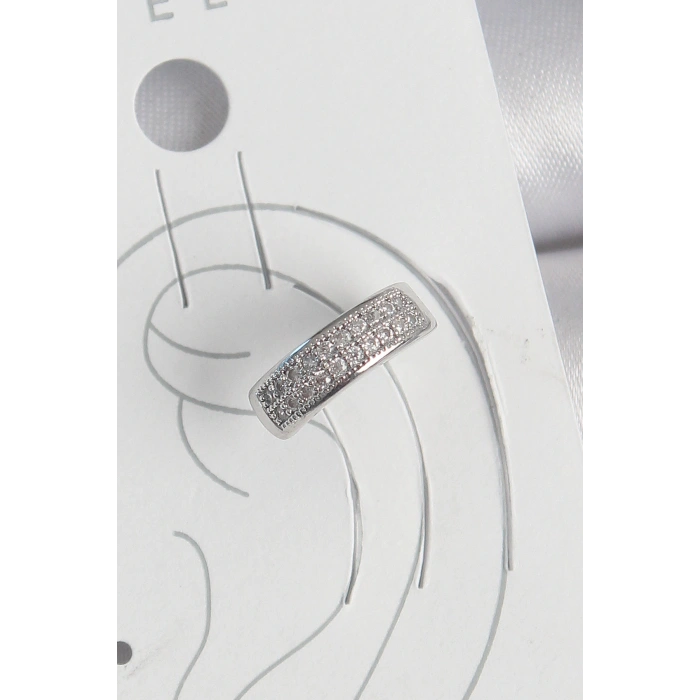 Pirinç Gümüş Renk Zirkon Taşlı Kıkırdak Model Kadın Küpe