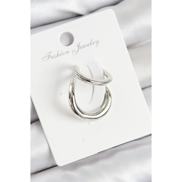 Pirinç Halka Model Gümüş Renk Sağ Kıkırdak Küpe