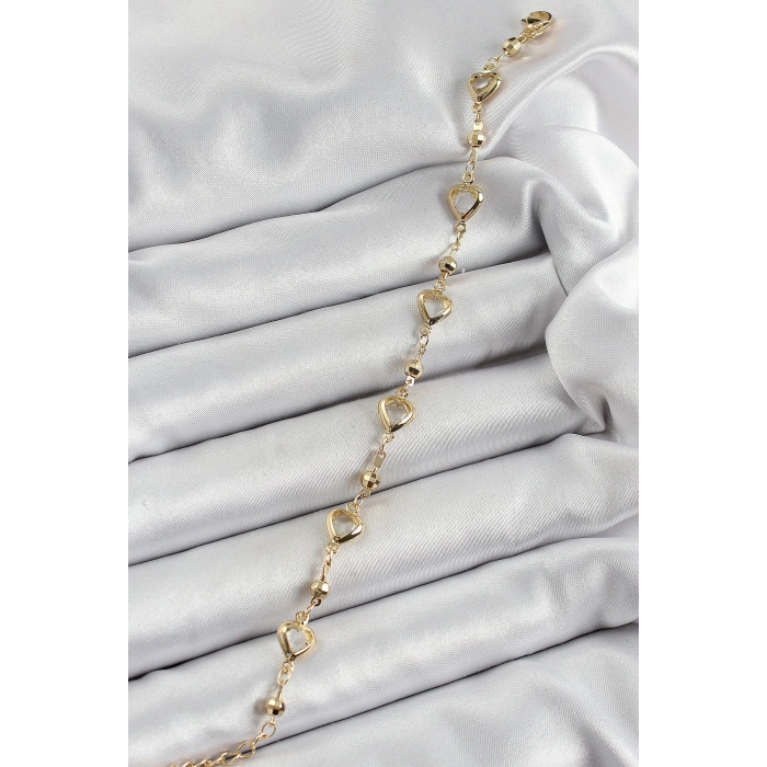 Pirinç Şeffaf Kalp Model Gold Renk Zirkon Taşlı Kadın Bileklik