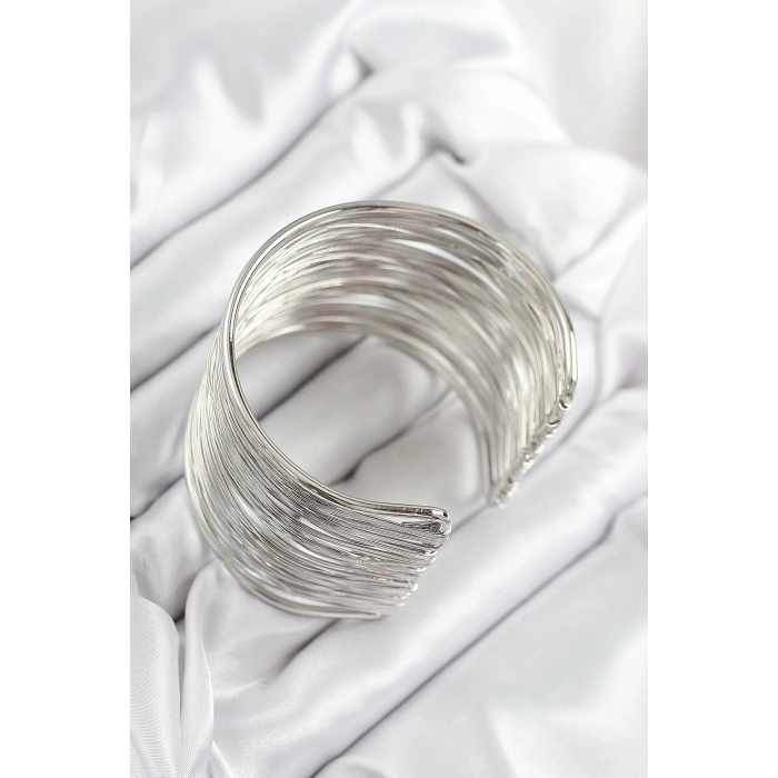 Pirinç Tel Sarma Model Gümüş Renk Kadın Bileklilk