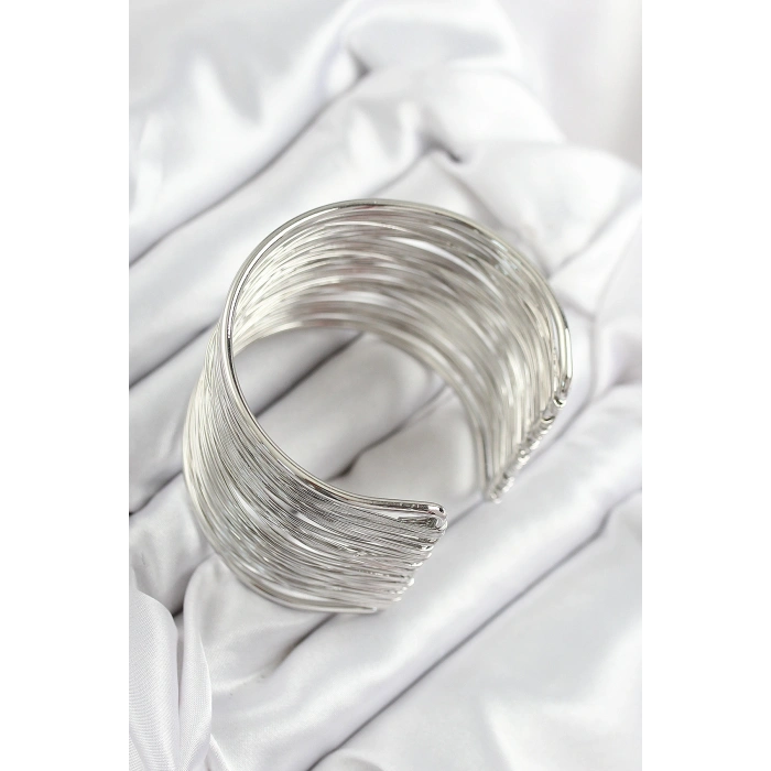 Pirinç Tel Sarma Model Gümüş Renk Kadın Bileklilk