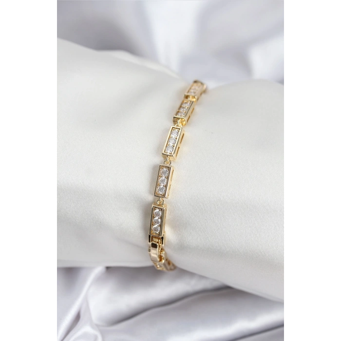 Pirinç VIP Seri Gold Renk Parçalı Model Kadın Bileklik