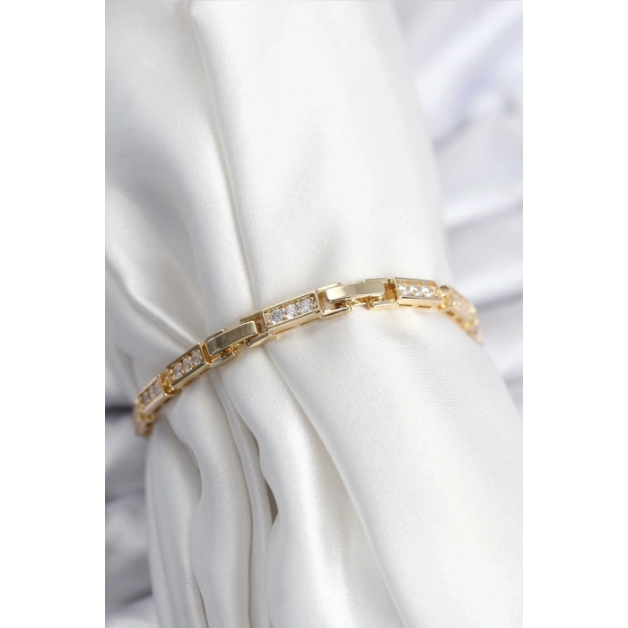 Pirinç VIP Seri Gold Renk Parçalı Model Kadın Bileklik