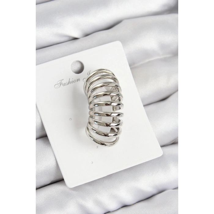 Pirinç Yay Model Gümüş Renk Sağ Kıkırdak Küpe