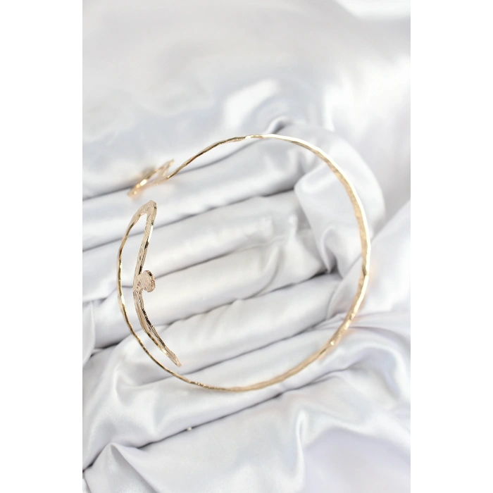 Pirinç Yılan Model Gold Renk Kadın Pazu Bileklik