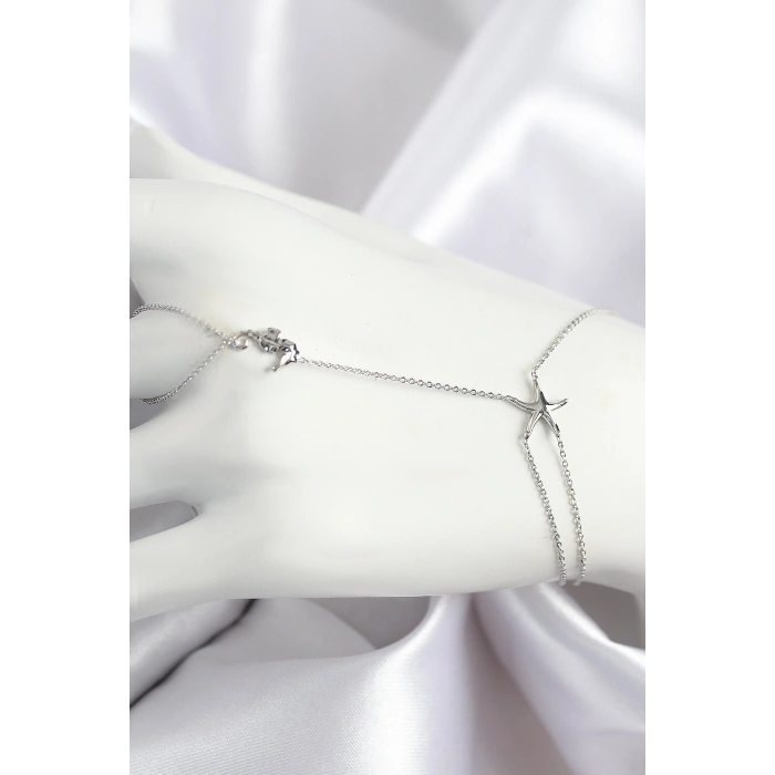 Pirinç Zirkon Taşlı Deniz Atı Ve Yıldız Model Gümüş Renk Şahmeran