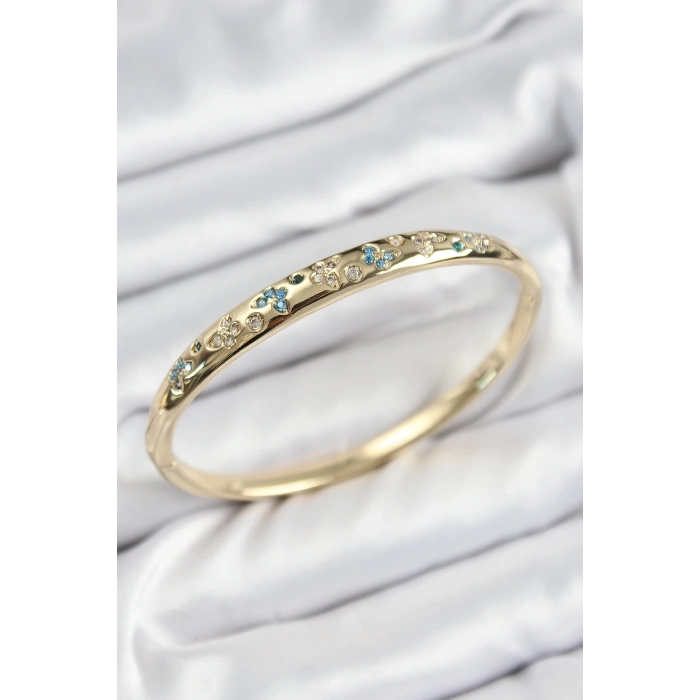 Pirinç Zirkon Taşlı Kelebek Model Gold Renk Kadın Kelepçe