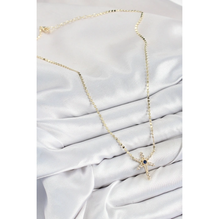 Pirinç Zirkon Taşlı Kutup Yıldızı Model Ezme Zincir Gold Renk Kadın Kolye