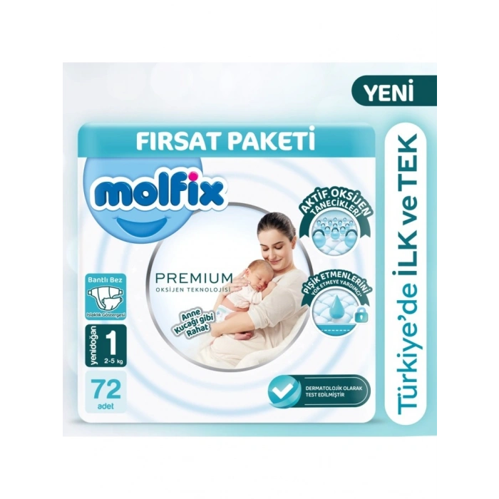 Premium Bebek Bezi Fırsat Paketi 1 Beden 2-5 Kg 72 Adet