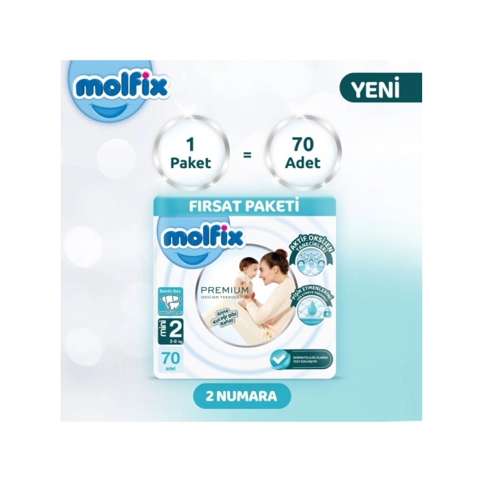 Premium Bebek Bezi Fırsat Paketi 2 Beden 3-6 Kg 70 Adet