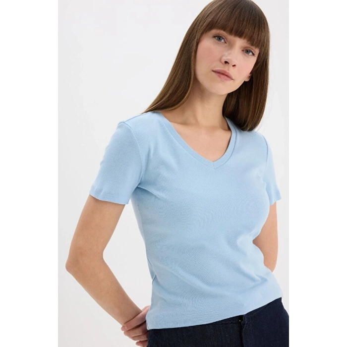 Regular Fit Bisiklet Yaka Basic Düz Premium Kısa Kollu Tişört