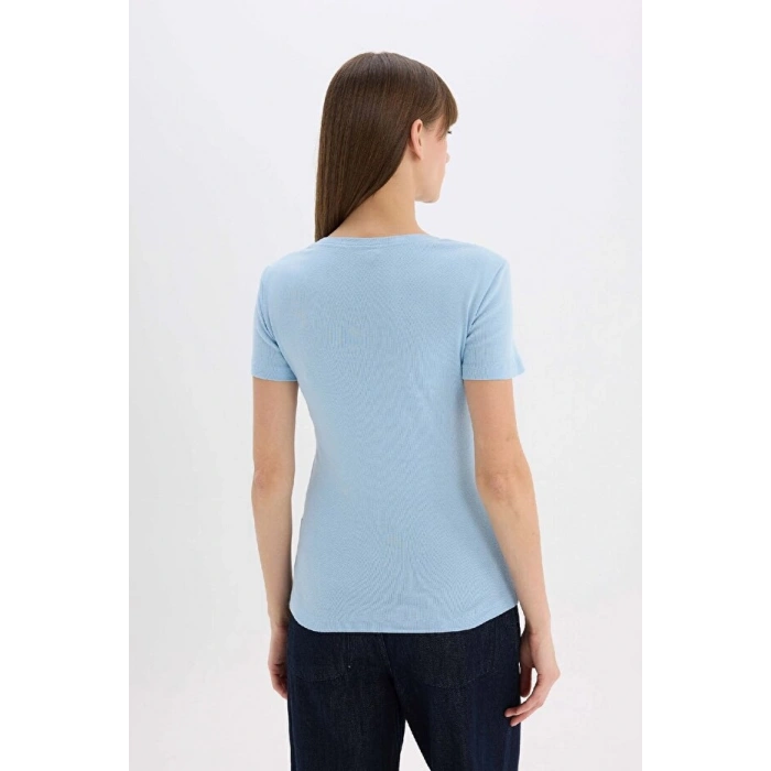 Regular Fit Bisiklet Yaka Basic Düz Premium Kısa Kollu Tişört