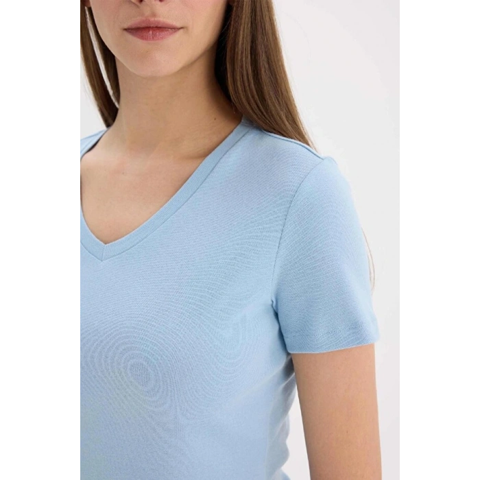 Regular Fit Bisiklet Yaka Basic Düz Premium Kısa Kollu Tişört