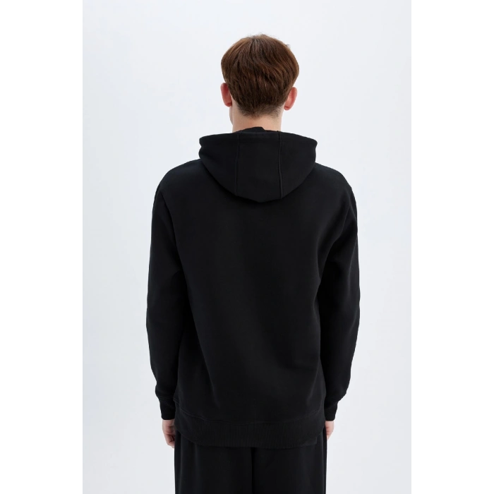 Regular Fit Kapüşonlu Kanguru Cepli Içi Yumuşak Tüylü Basic Düz Sweatshirt X8283az24au