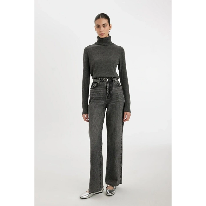 Regular Fit Yumuşak Dokulu Balıkçı Yaka Basic Düz Triko Kazak