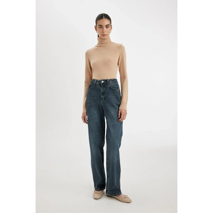 Regular Fit Yumuşak Dokulu Balıkçı Yaka Basic Düz Triko Kazak