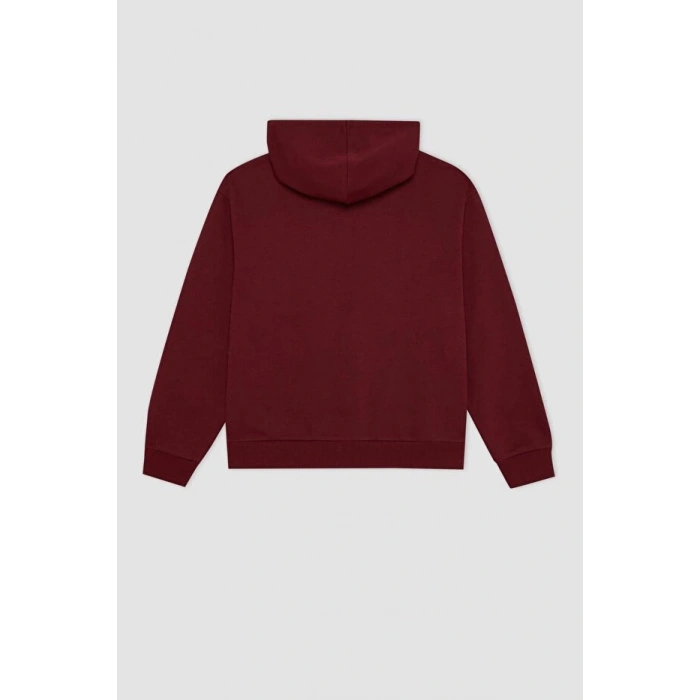 Relax Fit Kapüşonlu Cepli Basic Düz Fermuarlı Sweatshirt
