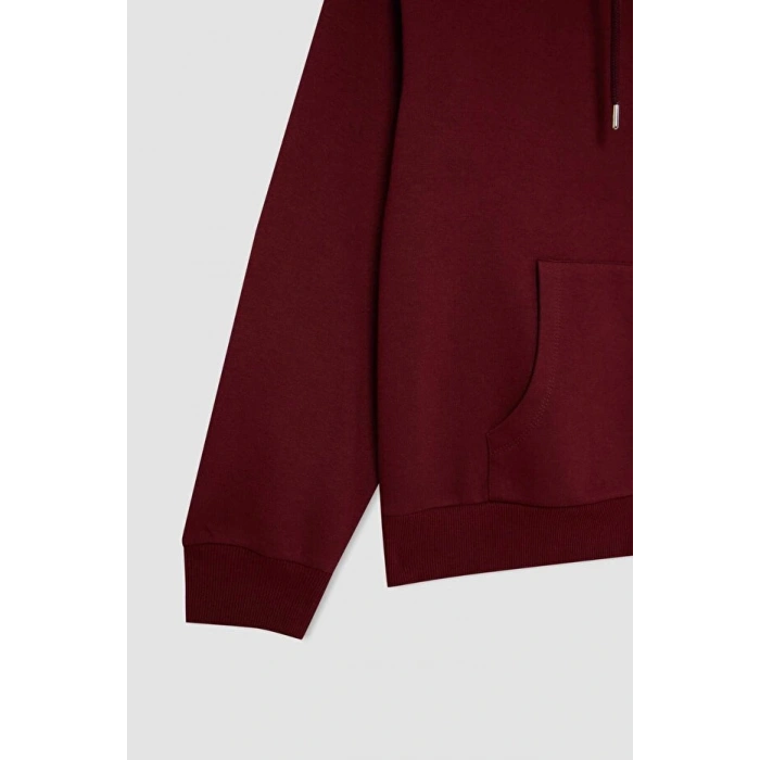 Relax Fit Kapüşonlu Cepli Basic Düz Fermuarlı Sweatshirt