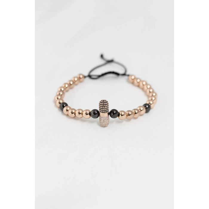 Rose Renk Çelik Zirkon Objeli Asansörlü Bileklik