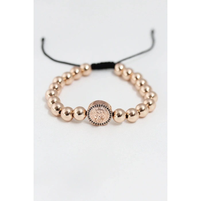 Rose Renk Çelik Zirkon Objeli Asansörlü Bileklik