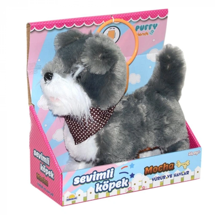 S00002859 YÜRÜYEN SEVİMLİ PELUŞ KÖPEK GRİ-SUN