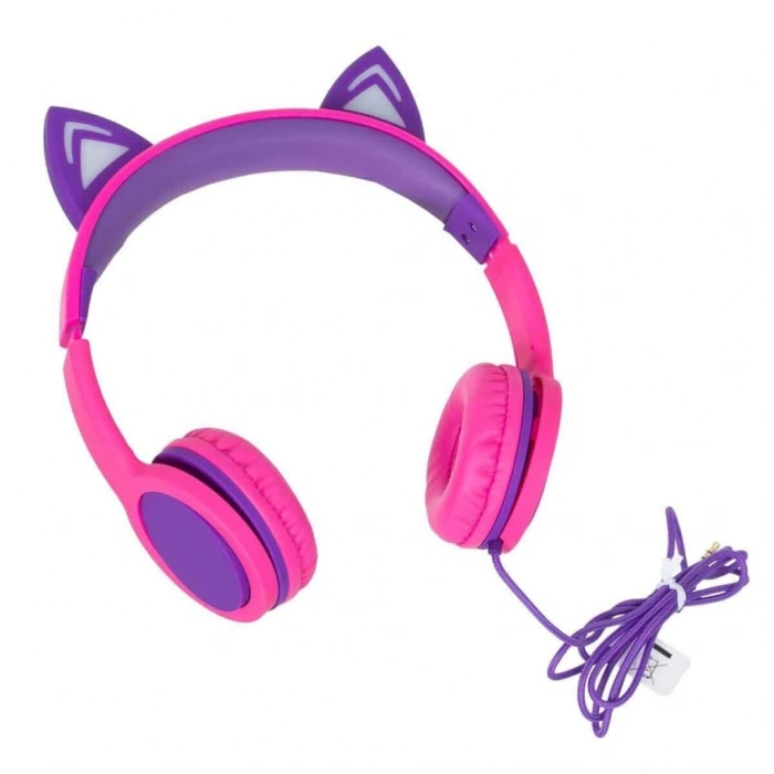 S00091067 -SUN-GLE-ECH-KULAKLIK KABLOLU KEDİ ŞKL.IŞIKLI PEMBE-MOR