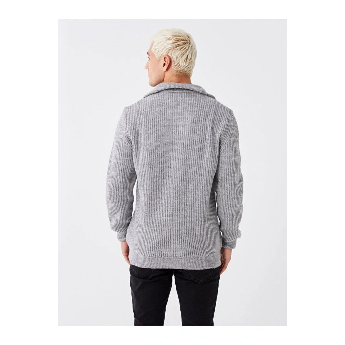 Şal Yaka Uzun Kollu Erkek Triko Kazak