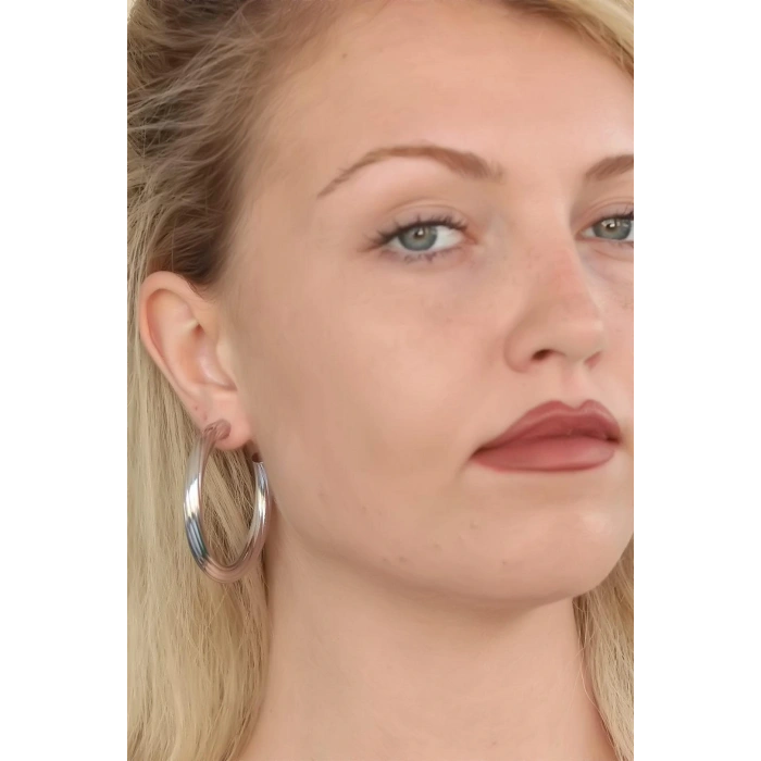 Silver Renk Halka Metal Bayan Küpe