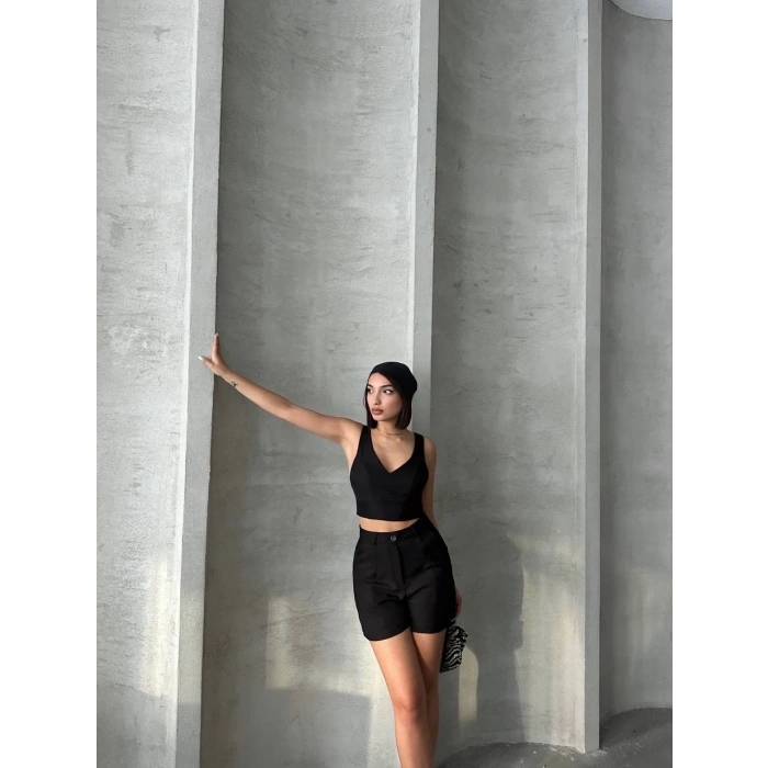 Şortlu keten takım s255014