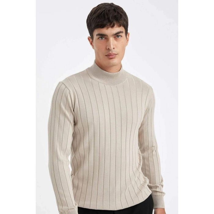 Standart Fit Normal Kesim Yarım Balıkçı Yaka Jakarlı Triko Kazak D2943AX24AU