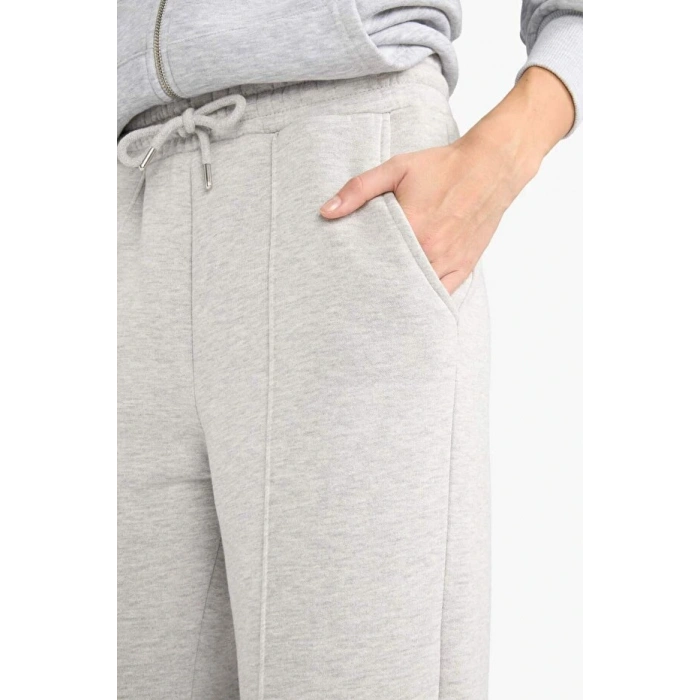 Straight Fit Beli Lastikli Kalın Eşofman Altı Bağcıklı Cepli Uzun Boy Basic Düz