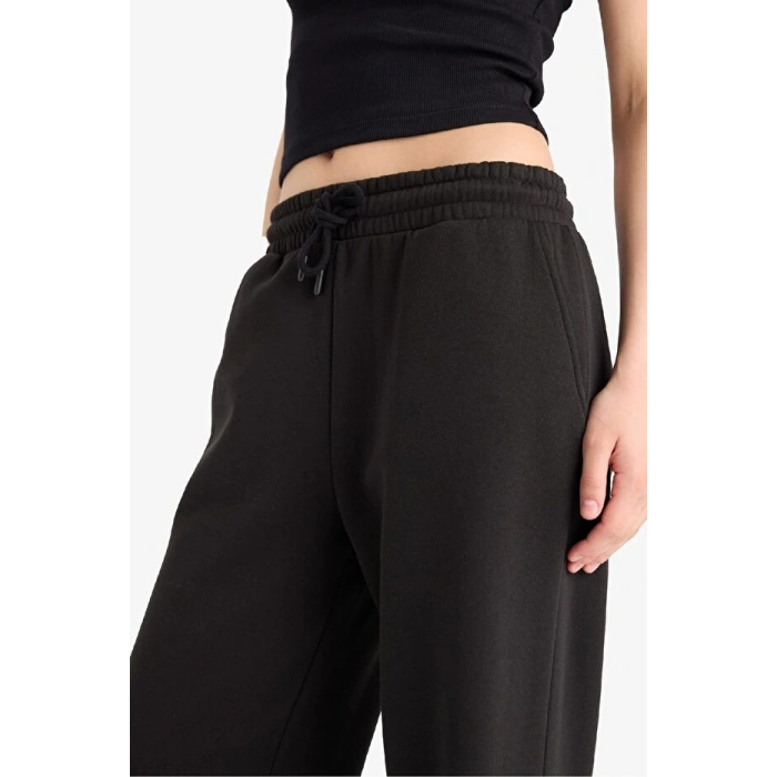 Straight Fit Beli Lastikli Kalın Eşofman Altı Bağcıklı Cepli Uzun Boy Basic Düz