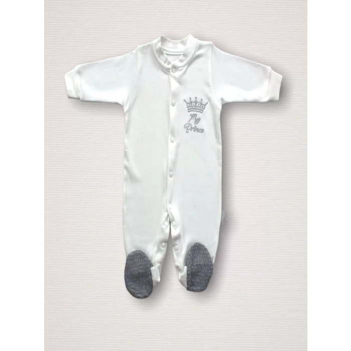 Süper Prens Nakışlı  10Lu Zıbın Takımı Hastane Çıkışı Gri