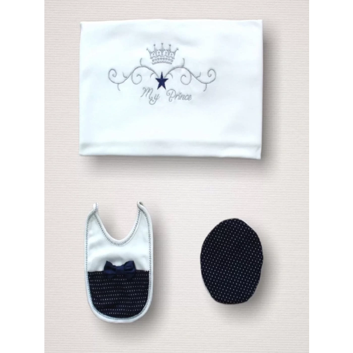 Süper Prens Nakışlı  10Lu Zıbın Takımı Hastane Çıkışı Lacivert