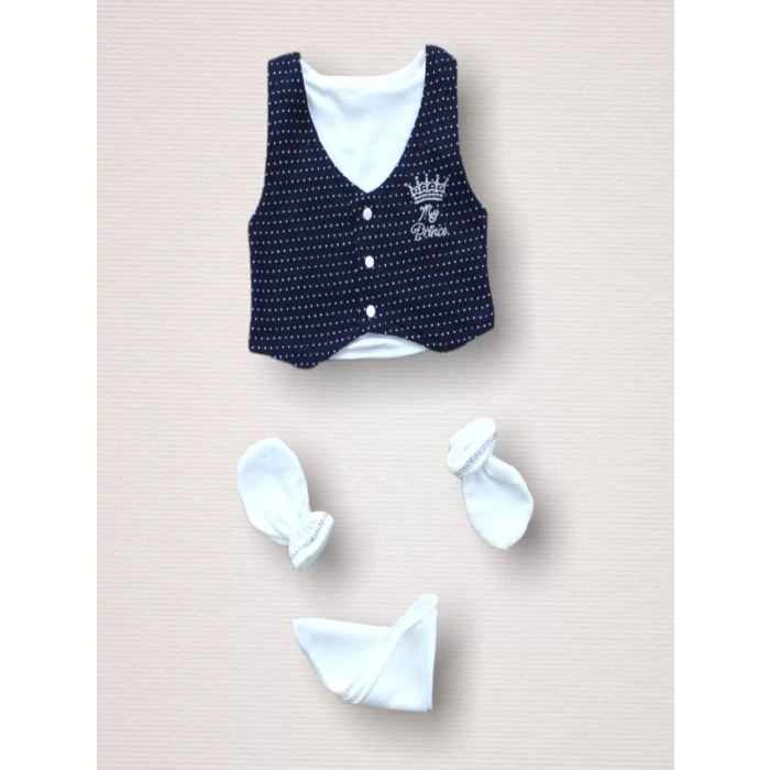 Süper Prens Nakışlı  10Lu Zıbın Takımı Hastane Çıkışı Lacivert