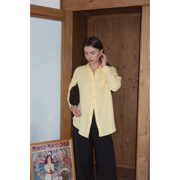 Tek cepli müslin gömlek sarı