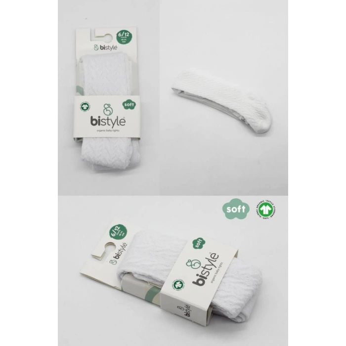 Tekli Zikzak Kabartma Penye Külotlu Çorap BS50108 Beyaz