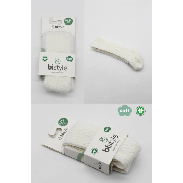 Tekli Zikzak Kabartma Penye Külotlu Çorap BS50108 Ekru