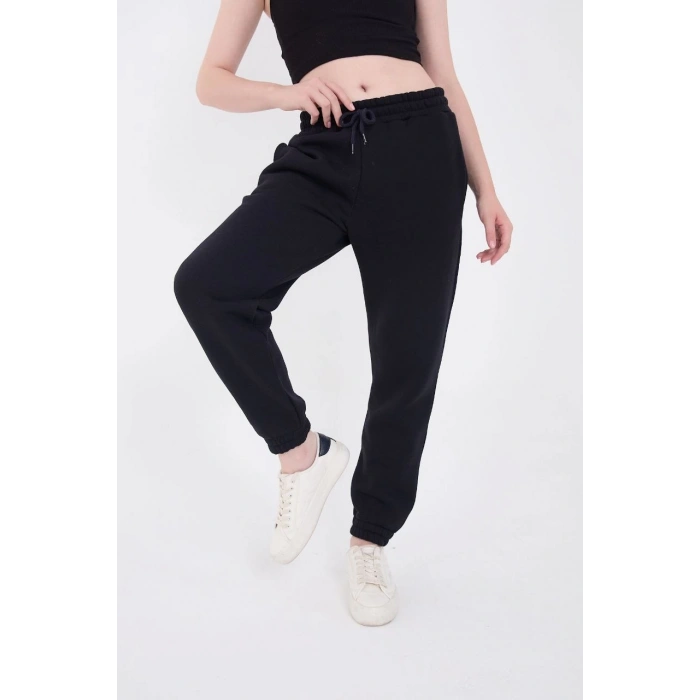 Üç İplik Basic Lastikli Eşofman Pantolon - Lacivert