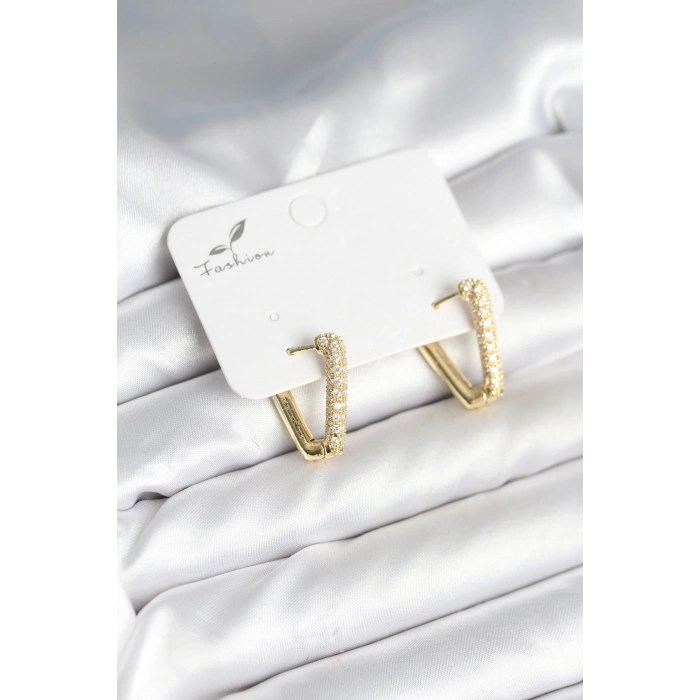 Üçgen Model Zirkon Taşlı Kadın Küpe