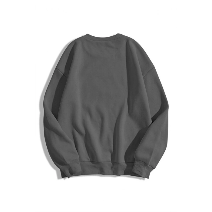 Unisex Basic Bisiklet Yaka Sweatshirt Hoodie