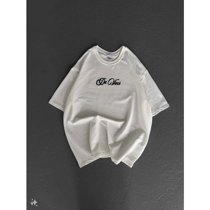 UNİSEX BASKILI OVERSİZE T-SHİRT - BEYAZ