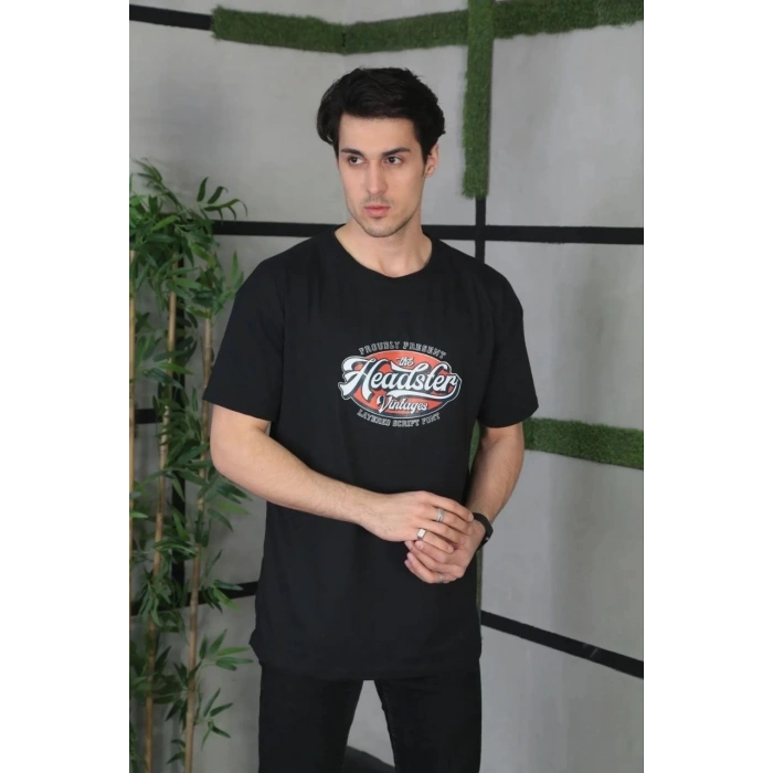 Unisex Baskılı Oversize T-Shirt - Siyah