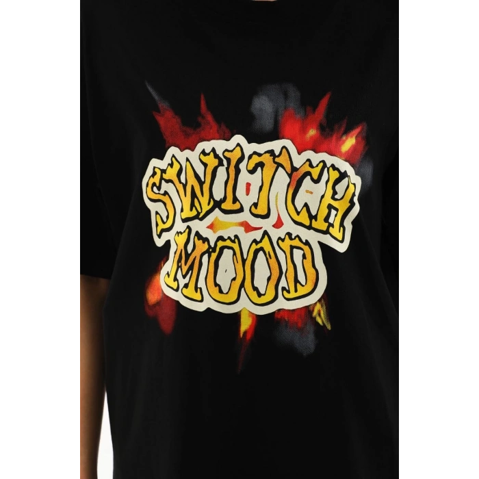 UNİSEX BASKILI OVERSİZE T-SHİRT - SİYAH