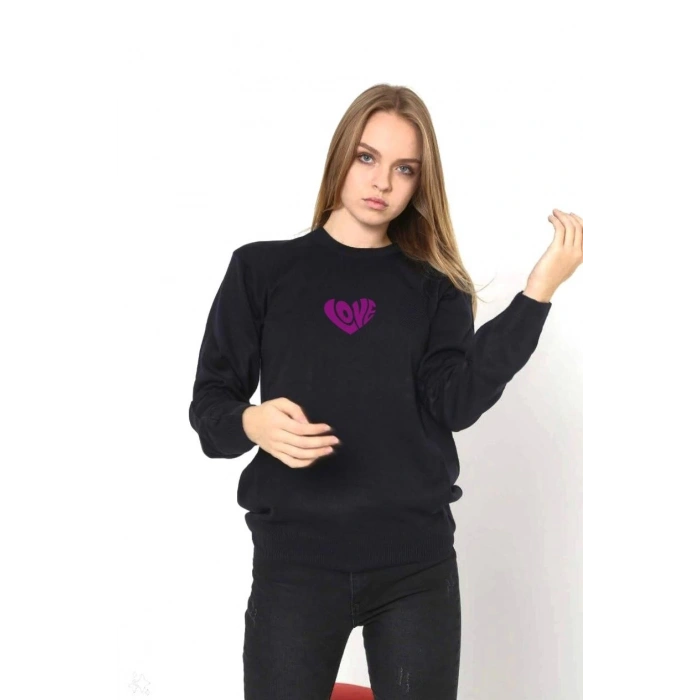 UNİSEX BİSİKLET YAKA BASKILI DOKUMA TRİKO - SİYAH