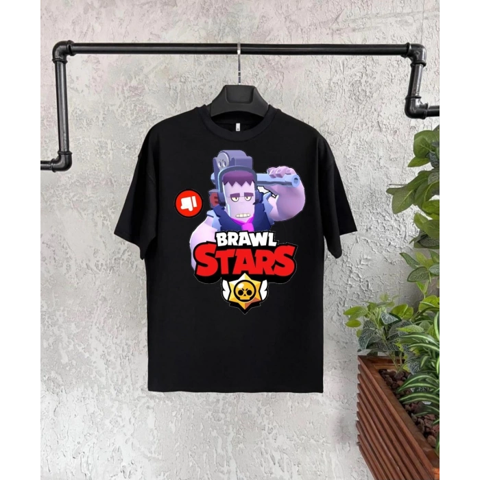 UNİSEX BİSİKLET YAKA KISA KOL BASKILI ÇOCUK T-SHİRT - SİYAH