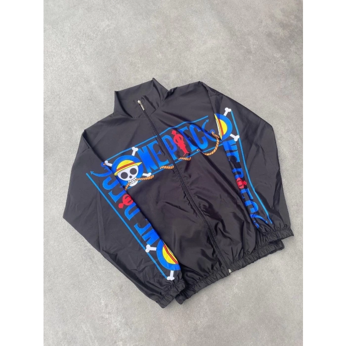 UNİSEX FERMUARLI DİJİTAL BASKILI RÜZGARLİK - SİYAH