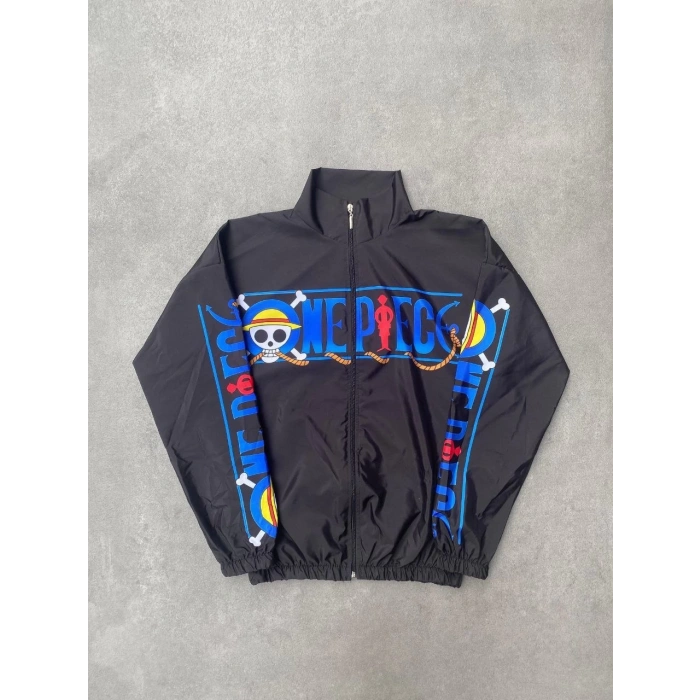 Unisex Fermuarlı Dijital Baskılı Rüzgarlik - Siyah