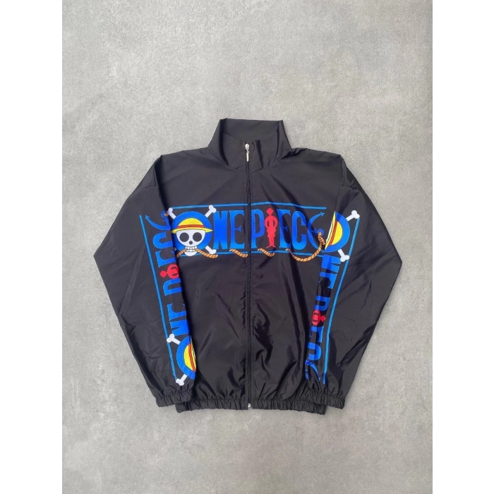 UNİSEX FERMUARLI DİJİTAL BASKILI RÜZGARLİK - SİYAH